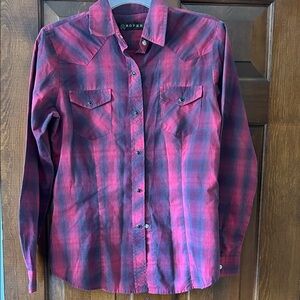 Vintage Roper Red & Navy Plaid Western Shirt